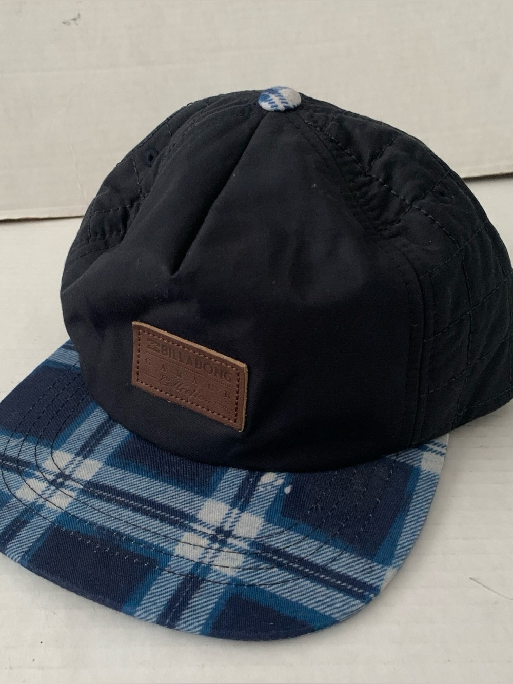 Billabong Blue Baseball Cap Hat Adjustable Snapback Leather Patch Logo NWOT